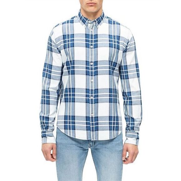 Rag & Bone Shirt Size XXL Fit 2 Plaid Tomlin Blue Indigo Plaid $225.00 - Picture 1 of 10